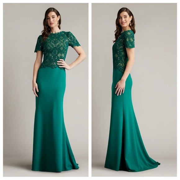 Tadashi Shoji Dresses & Skirts - Tadashi Shoji NWT 6 Emera Mitra Lattice Embroidered Bodice Gown Wedding Formal